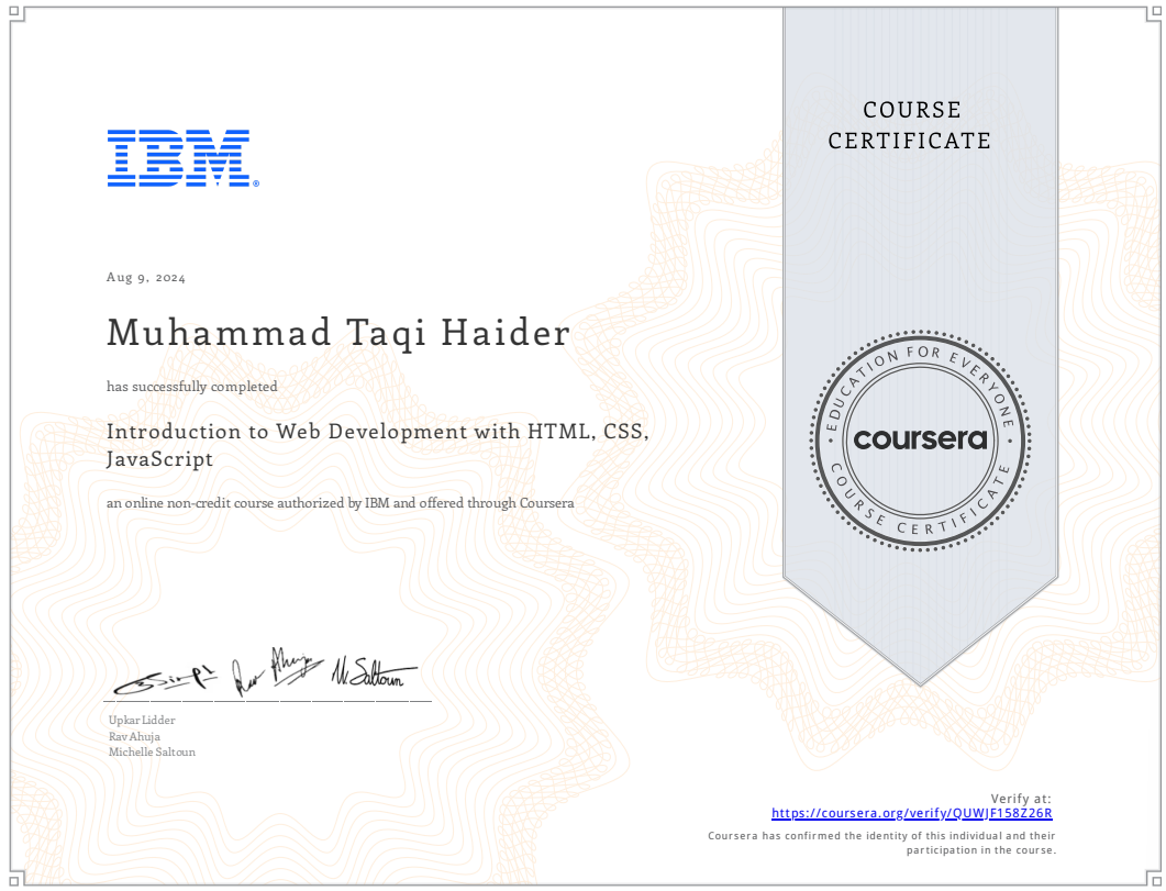 Course: Introduction to Web Development with HTML, CSS, JavaScript